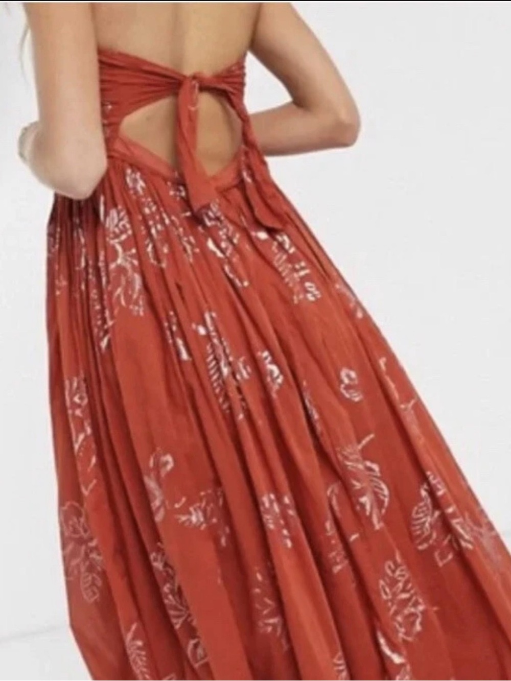 Free People Baja Babe Brick Brown Strapless Bandeau BOHO Midi Dress Sz S - Picture 3 of 10